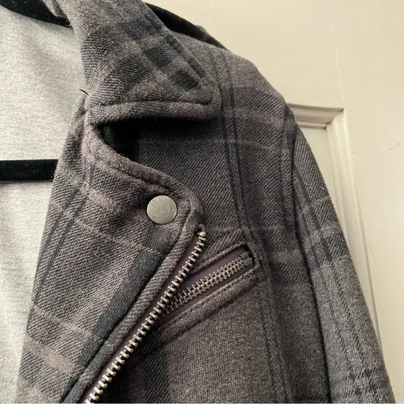 American Eagle Outfitters Grey Plaid Moto Style Zip up Jacket Small - Picture 5 of 10